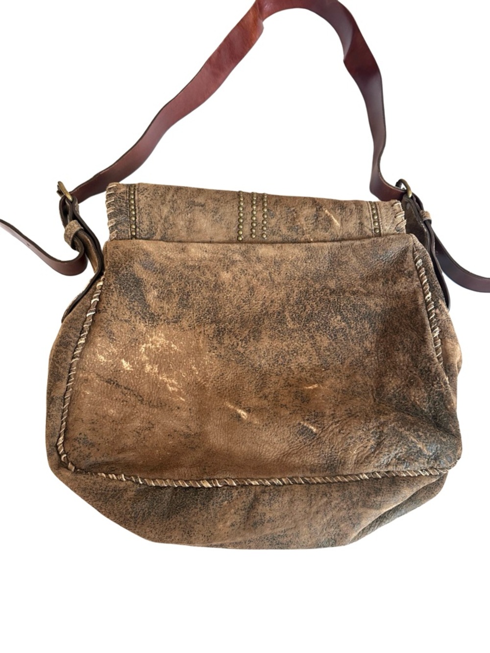 Rare Jose Luis Lambskin Suede Leather Studded Crossbody Messenger Bag - Picture 9 of 9